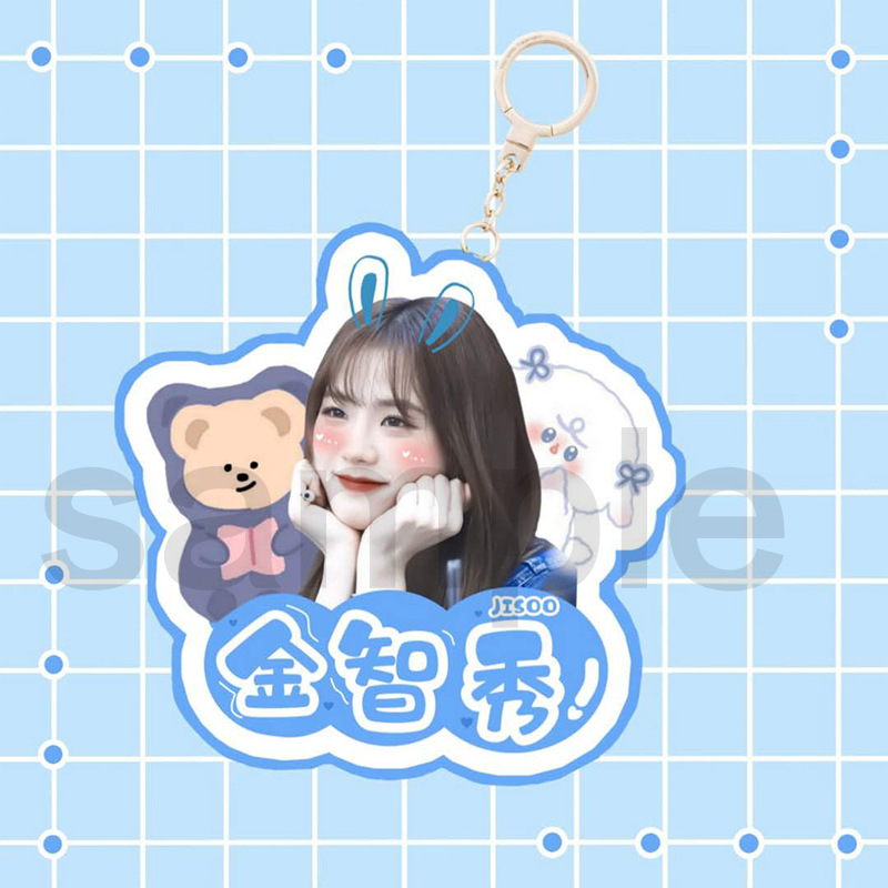 Móc khóa mặt hình ảnh nhóm Blackpink thật 2 mặt bằng acrylic