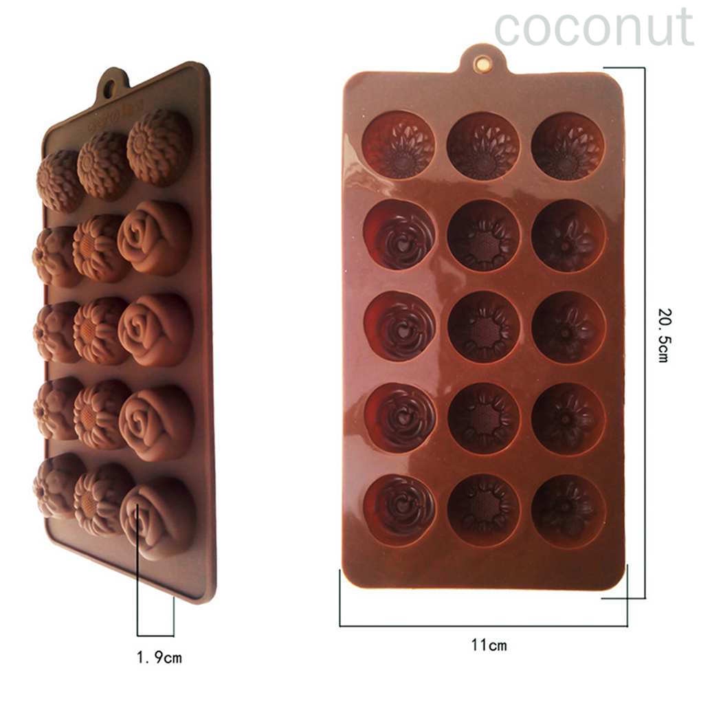 Khuôn Silicon 15 Ngăn Làm Bánh / Sô Cô La / Kẹo Đường Hình Hoa