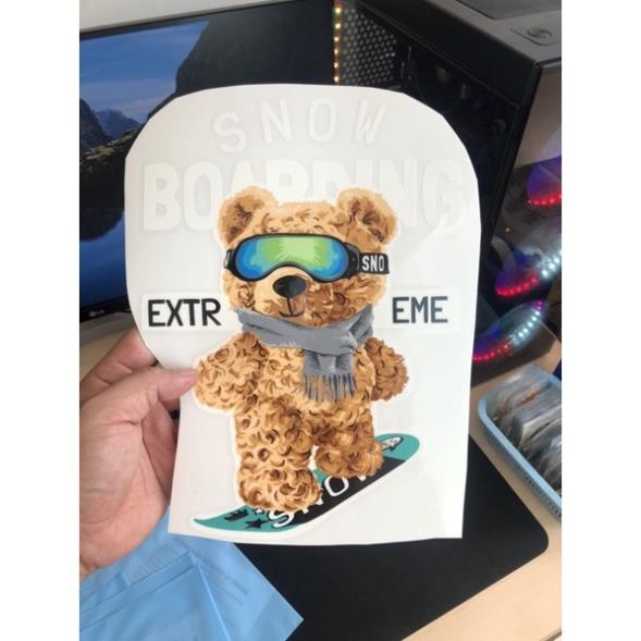 Sticker ủi áo, decal dán áo Bộ hình Gấu siêu xinh kích thước lớn cao trên 25cm ủi in áo thun hoặc hoodie