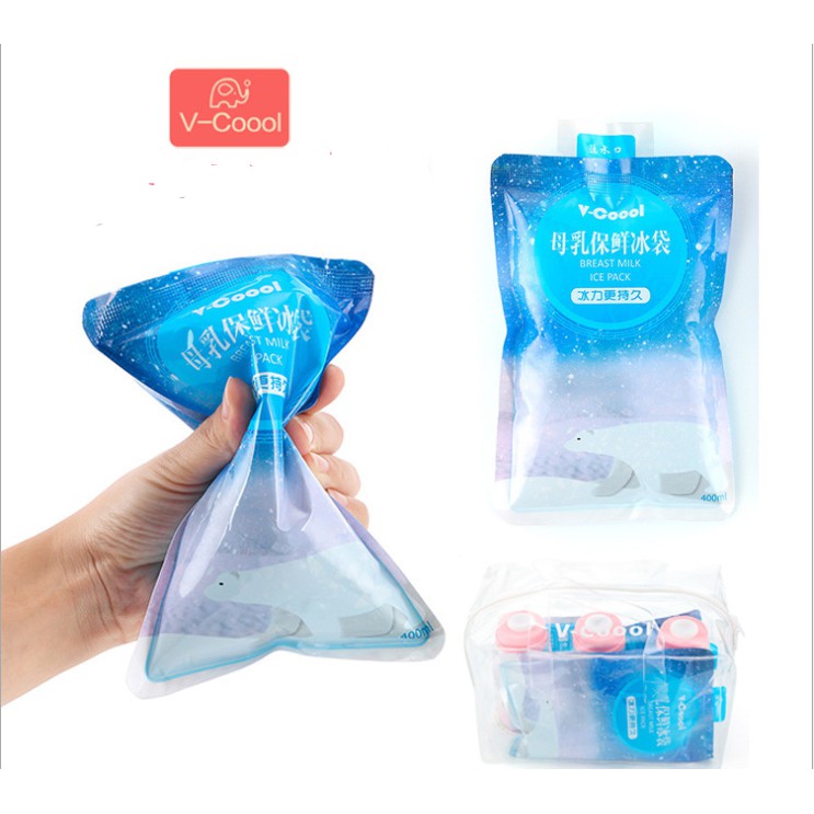 Túi đá khô giữ nhiệt bảo quản sữa Vcoool 400ml (có ảnh thật)