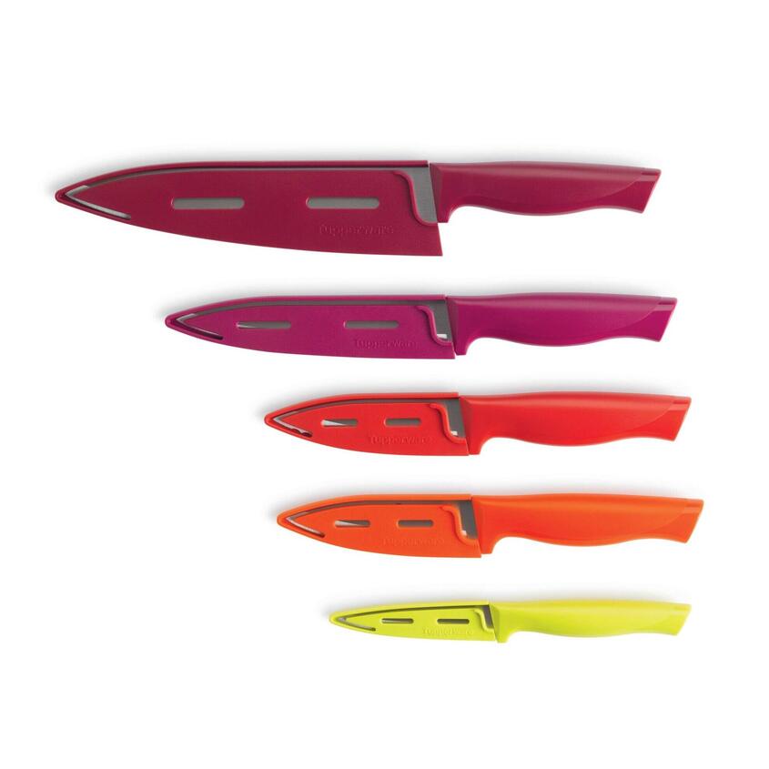 Bộ dao Essential Knives 5 món - Dao có vỏ, lưỡi thép không gỉ chính hãng Tupperware - Luxury Kitchen