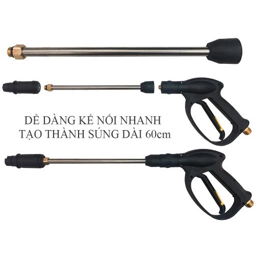 Bộ dây rửa xe và súng rửa xe áp lực cao ren 22mm