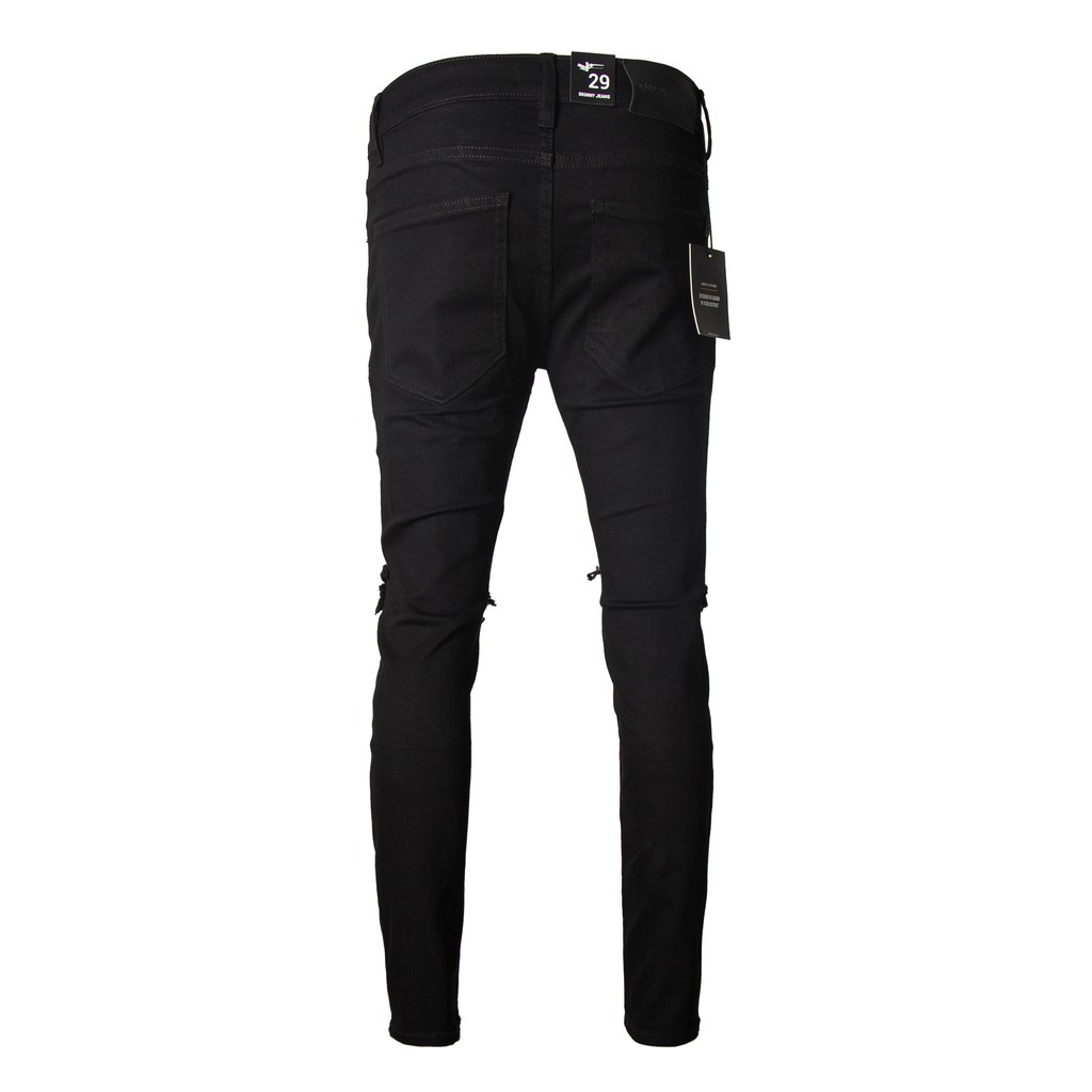 Quần Jean Skinny Đen Rách Gối To