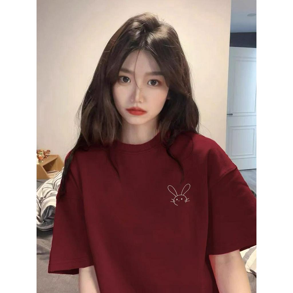 NUZIRO  Áo Thun Tay Ngắn In Họa Tiết Kiểu Retro Mỹ Xinh Xắn Cho Nữ