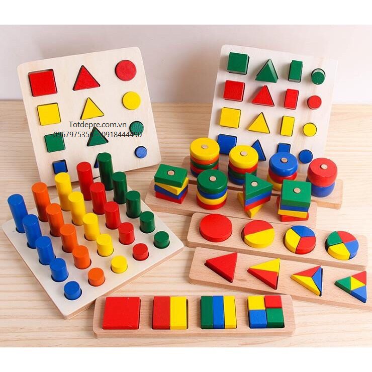 Bộ giáo cụ Montessori 8 món đồ chơi gỗ cao cấp