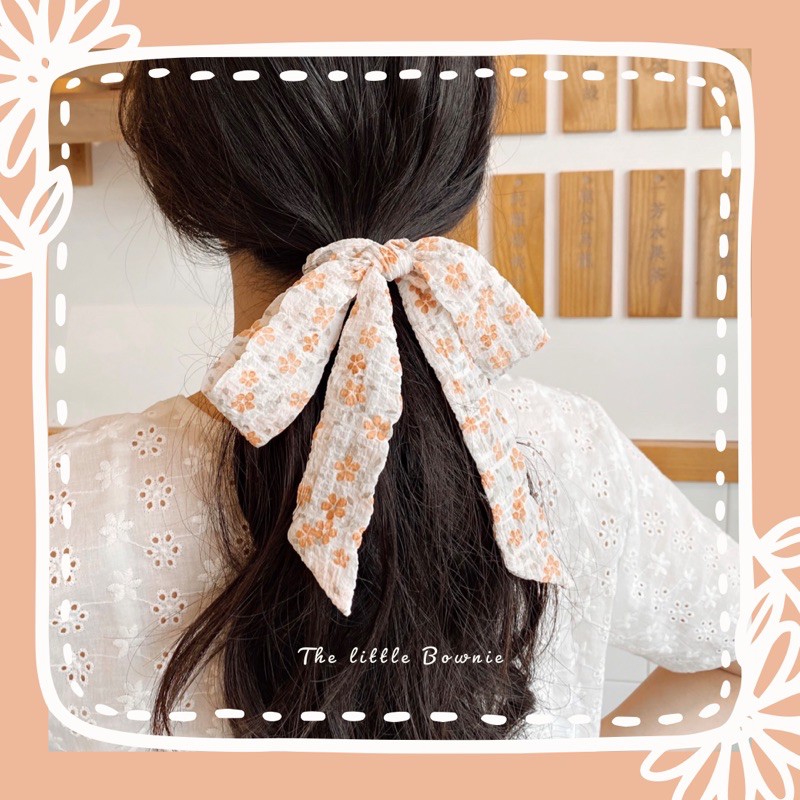 Cột tóc vải nơ hoa Ribbon Scrunchie