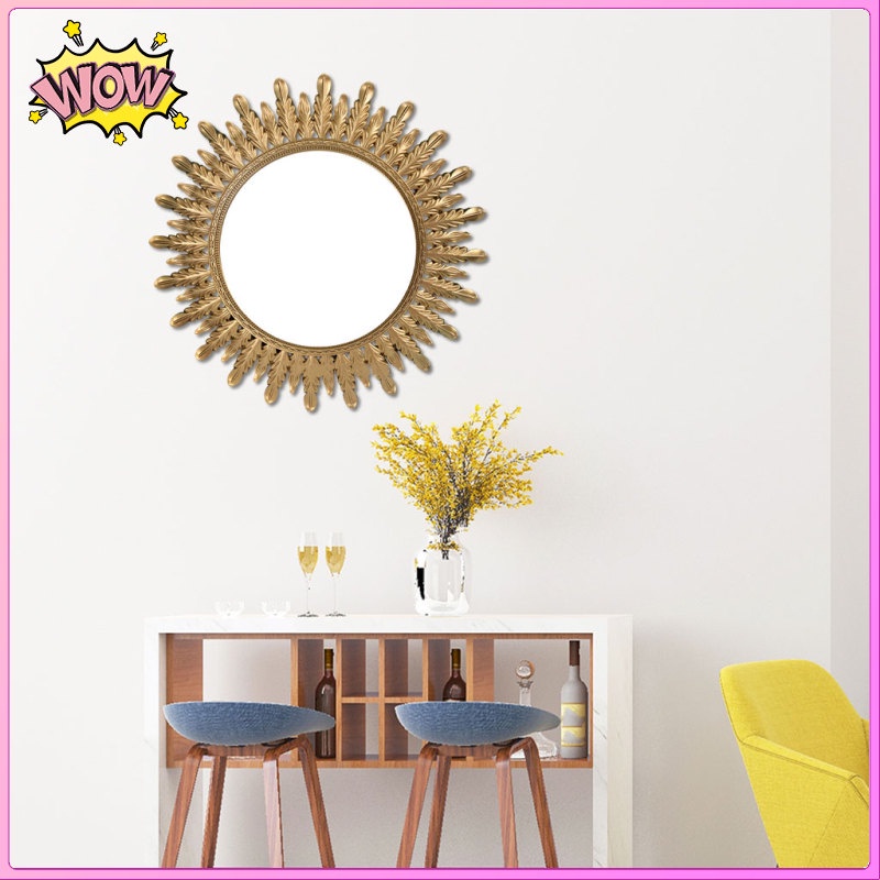 Gương Tròn Khung Vàng Treo Tường Trang Trí Phòng Khách / Phòng Ngủ / Hành Lang