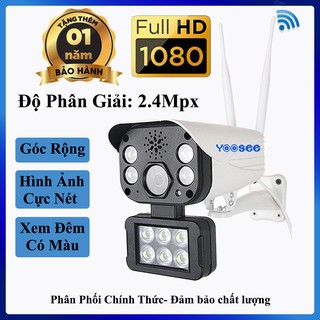 Camera Wifi ngoài trời Yoosee M1000S-2.4Mpx-Full HD - hỗ trợ 4 đèn hồng ngoại và 6 đèn LED xem đêm có Màu Cực Nét