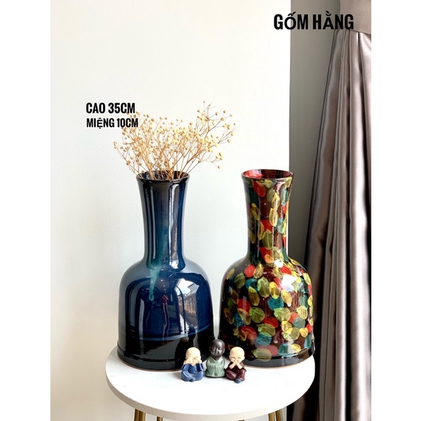 Bình hoa, lọ hoa, bình lọ cổ dài cắm hoa, bình gốm sứ Bát Tràng, decor, trang trí