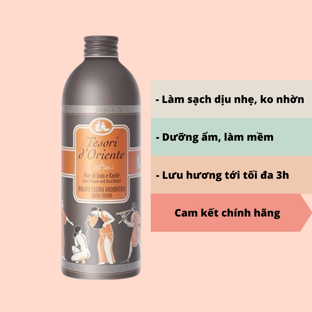 Sữa tắm nước hoa Ý Tesori d'Oriente chính hãng 500ml hương thơm lưu trữ cả ngày kèm vòi