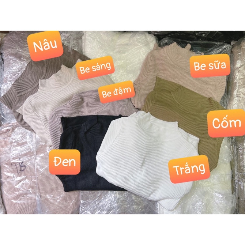 Áo len tăm cổ 3 phân hàng quảng châu 7 màu