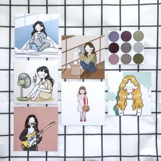 🦋 Set 6 tấm postcard decor tường 🦋 Tặng kèm round sticker và một số sticker khác