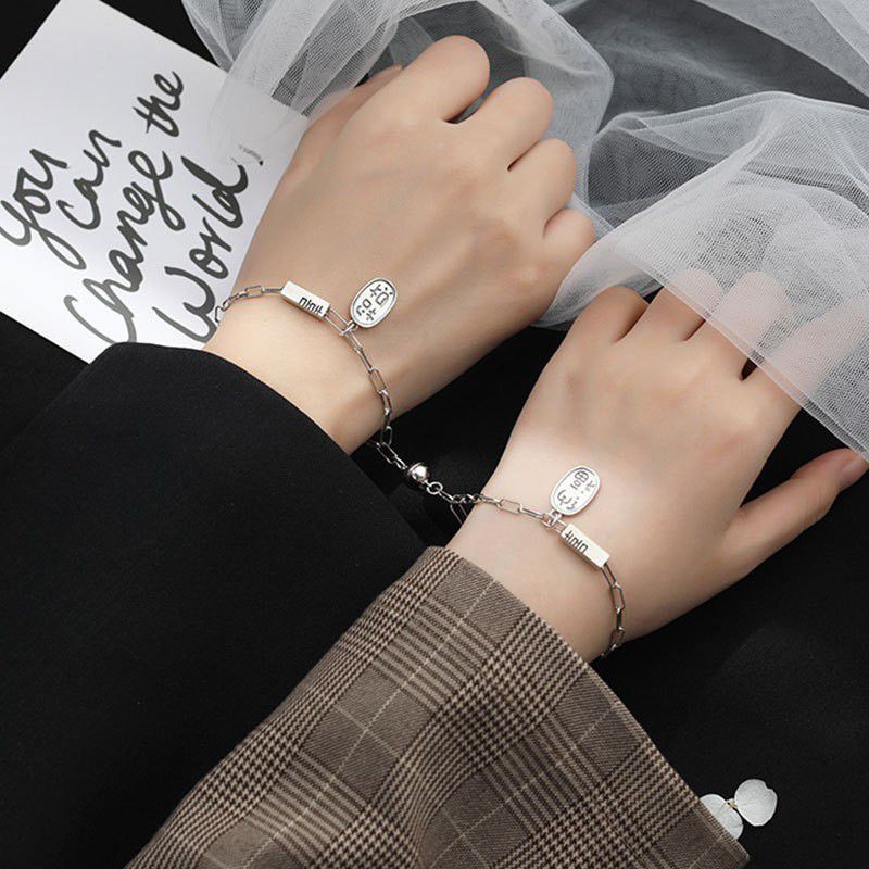 Lắc tay cặp đôi chữ hỷ mẫu mắt xích thời trang (1 bộ)