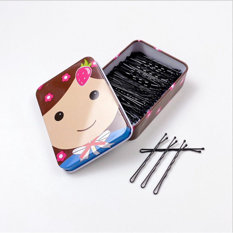 Hộp 100 Kẹp gim tăm cứng chữ Y bằng thép chống gỉ  màu đen chuyên dùng cho makeup làm tóc