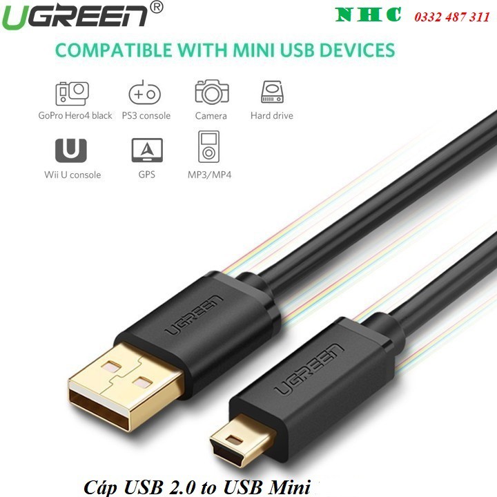 Cáp MiniUSB Ugreen 10354 (0.5m) - Hàng Chính Hãng