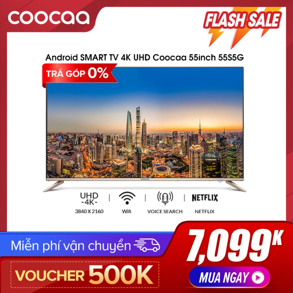 SMART ANDROID TV 4K UHD Coocaa 55 inch INDONESIO