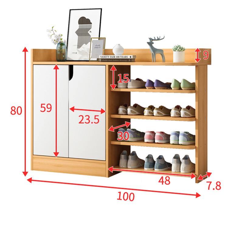 Kệ giày giá để giày dép phòng khách gỗ cao cấp đa ngăn đa năng phong cách bắc âu FU300Y