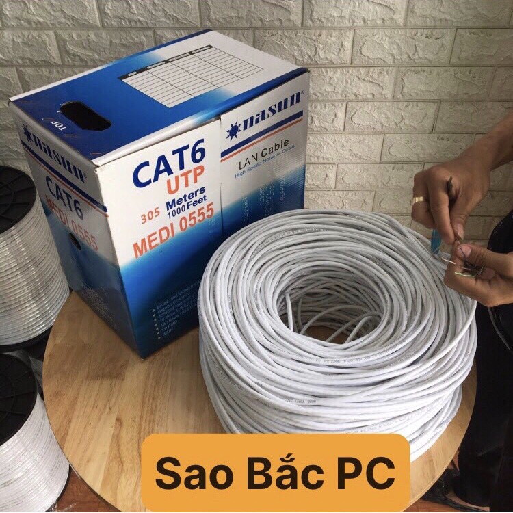 Thùng/ Cuộn dây cáp mạng Cat6 NASUN MEDI 0555- Cuộn đủ 305m- Hàng chính hãng