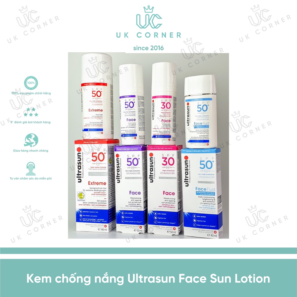 Kem chống nắng chống lão hóa cho da nhạy cảm Ultrasun Face Sun Lotion SPF 30 50ml