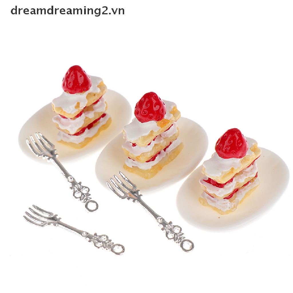 1 Bộ Nĩa Dâu Tây Trang Trí Nhà Búp Bê