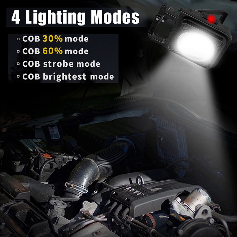 Đèn led mini COB 800 Lumens - Đèn pin siêu sáng có móc khóa đa năng chống nước, sạc usb tiện dụng