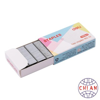 Dập ghim 10 Deli - Kèm 1000 ghim - Xanh, vàng, trắng, hồng - 1 cái E0254 [Văn phòng phẩm Deli]