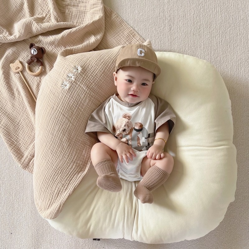 Áo Liền Quần In Hình Gấu Thời Trang Dành Cho Trẻ Sơ Sinh