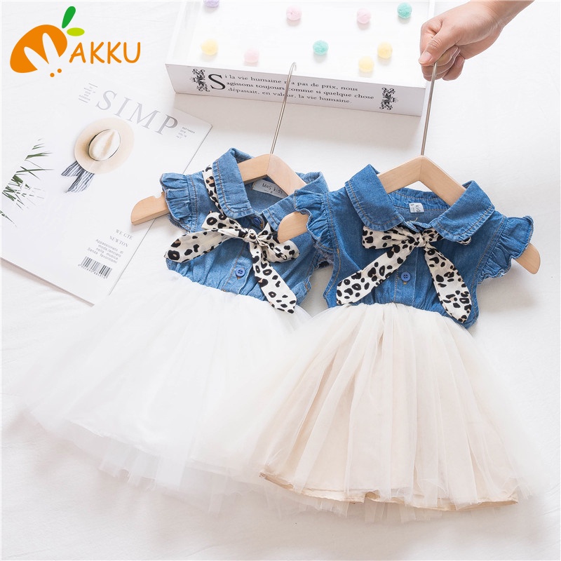 Bộ váy cho bé gái Váy lưới denim AKKU