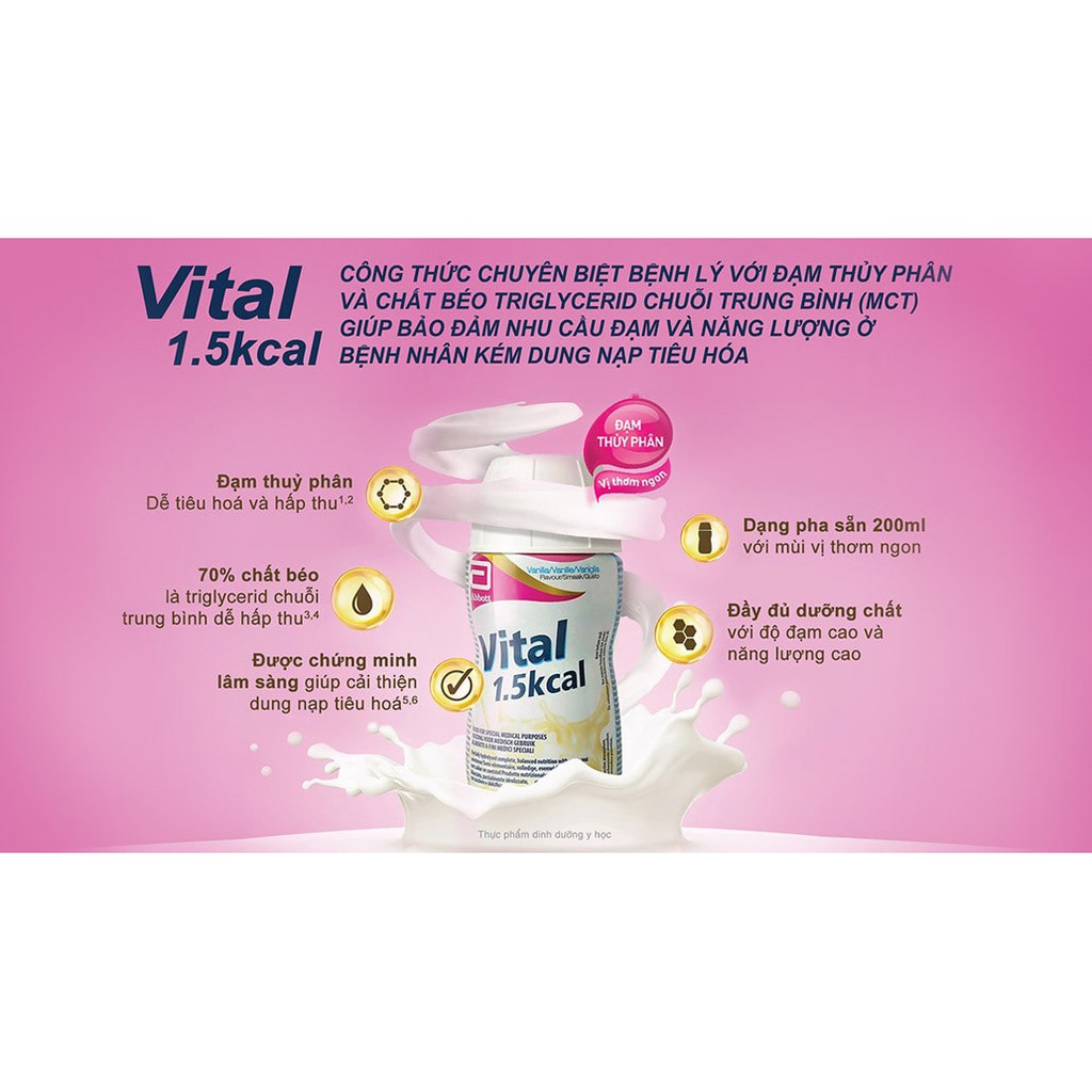 ABBOTT SỮA VITAL 1.5 KCAL TỪ ABOTT HOA KỲ, LỐC 6 CHAI 200ML - DINH DƯỠNG TỐI ƯU DÀNH CHO NGƯỜI SUY DINH DƯỠNG