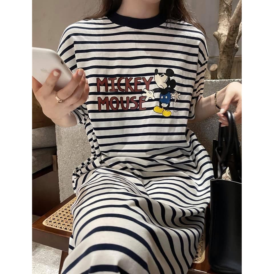 [Mã FAMAYWA2 giảm 10K đơn 50K] Váy Xuông Kẻ Mickey Mouse Chất Cotton 4 Chiều | BigBuy360 - bigbuy360.vn