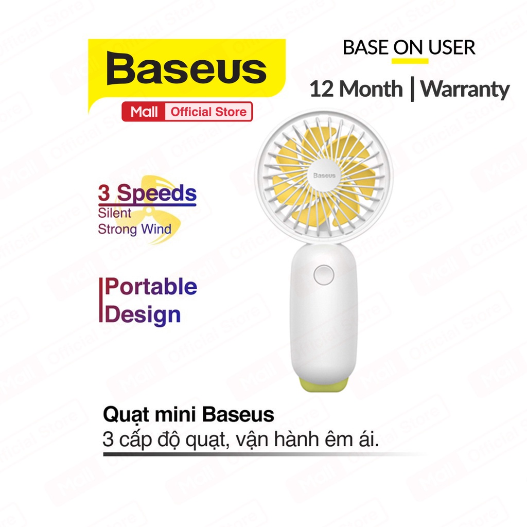 Quạt Mini cầm tay Baseus Firefly Mini Fan nhựa dẻo ABS cao cấp dung lượng pin 1500mAh đèn Led với 3 mức độ gió