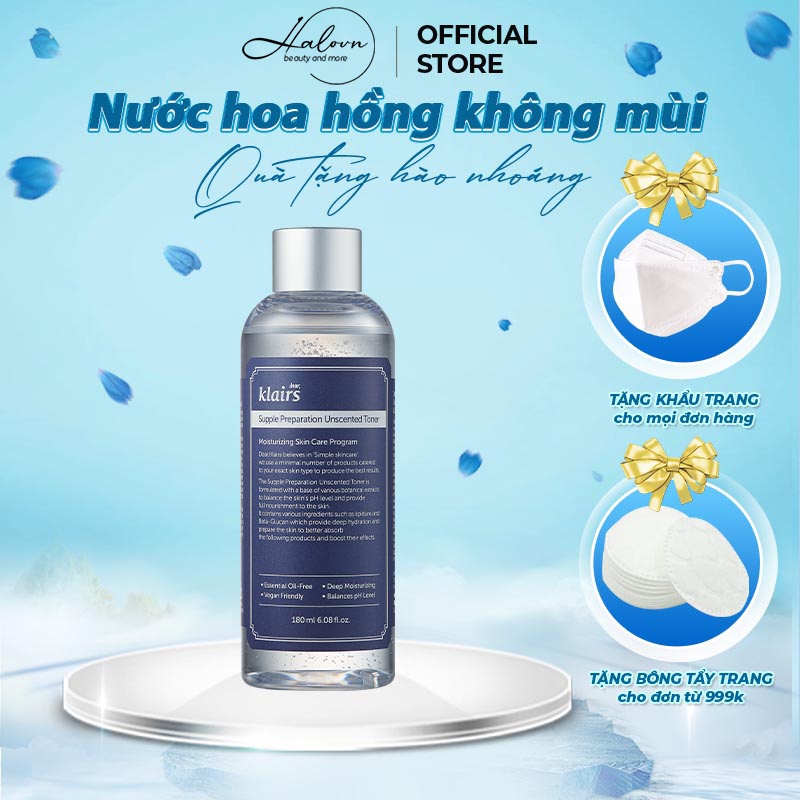 Nước hoa hồng không mùi Klairs 180ml và mặt nạ dưỡng ẩm Klairs Rich Moist Soothing Tencel Sheet Mask