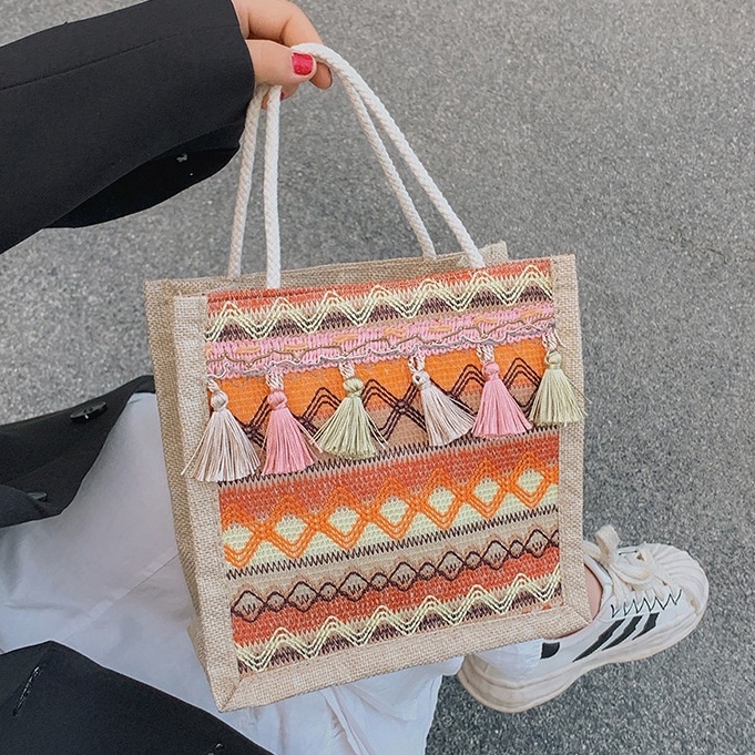 Túi cói mini tua rua, túi cói nhỏ đi biển chụp ảnh decor