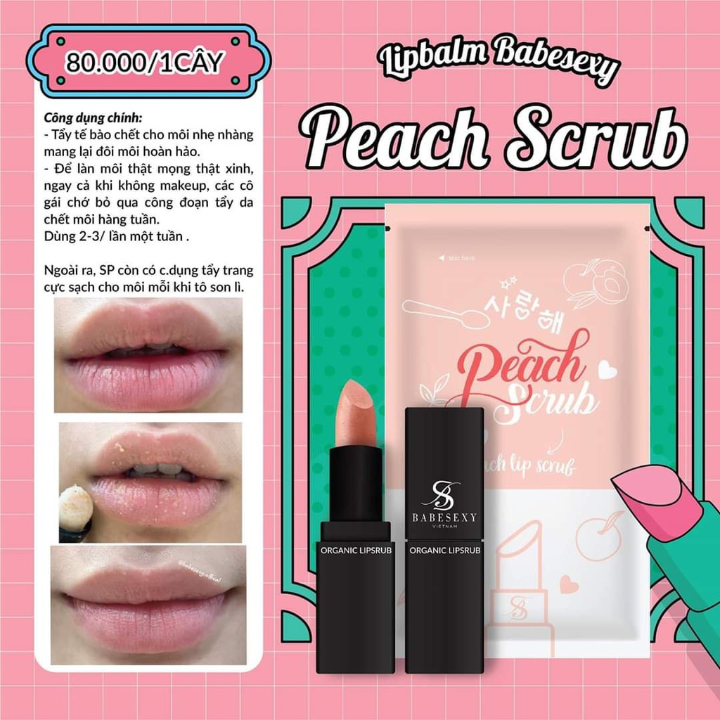 Son Tẩy Tế Bào Chết Môi Đào Crub - 4 in 1 ( TTBC Babesexy ) | BigBuy360 - bigbuy360.vn