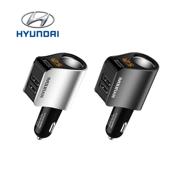 Tẩu sạc điện thoại trên ô tô nhãn hiệu Hyundai HY-10 Công suất 80W kết hợp 3 cổng sạc USB - Bảo hành 6 tháng