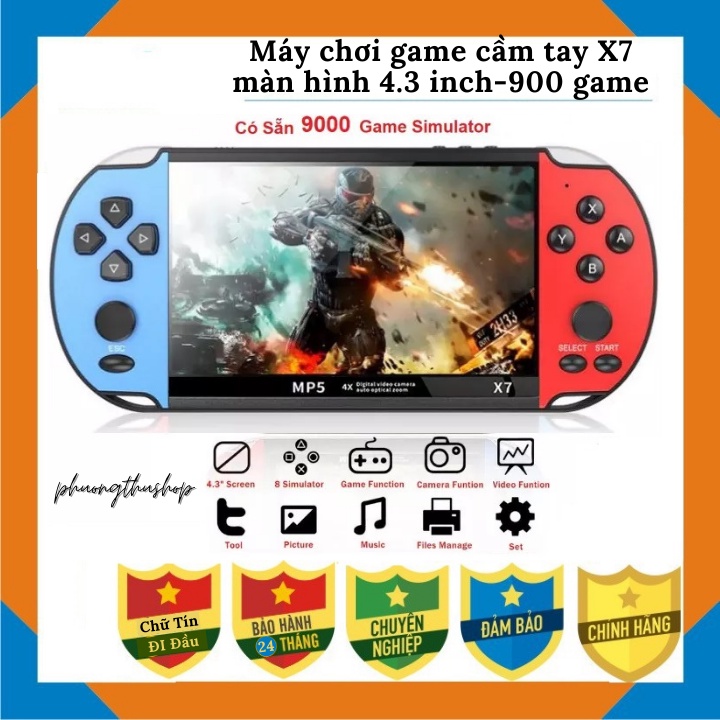 Máy chơi game cầm tay X7 màn hình 4.3 inch-900 game , nghe nhạc , chơi game , xem phim , đọc sách