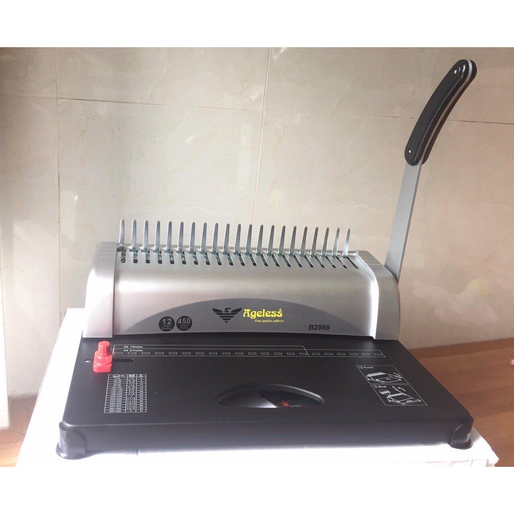 Máy đóng gáy Lò xo nhựa Ageless - từ 6mm - 51mm, loại máy đóng bằng tay, tiện dụng, siêu bền - Văn Phòng Phẩm