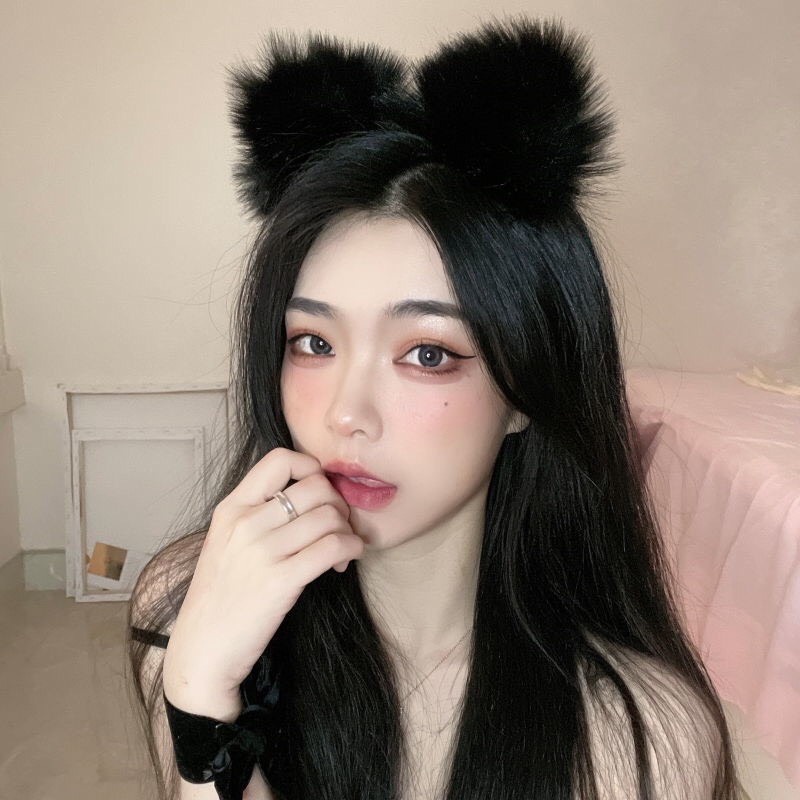 [Mã FAMARAL2 giảm 10K đơn 50K]Băng đô cài tóc tai mèo ren đen sexy Ulzzang Hàn Quốc