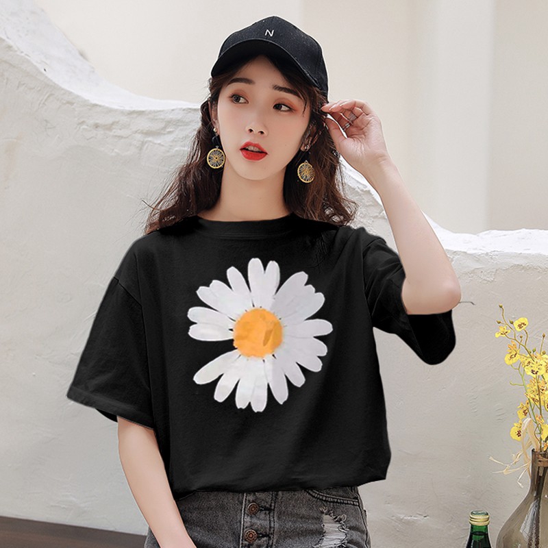 NRVP Áo thun ngắn tay in hình hoa trắng thời trang mùa hè 2020 cho nữ