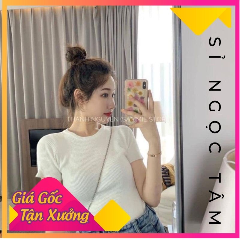 Áo Len Tăm Cộc Tay 3 Màu cổ tròn cộc tay - Loại 1 - Sỉ Ngọc Tâm