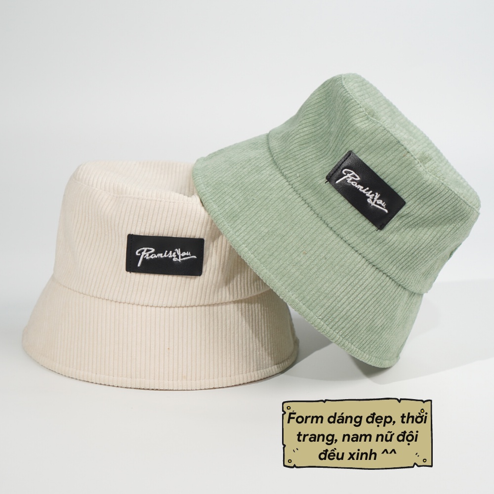 Nón tai bèo cụp ❤️Mũ bucket thêu chữ PromissYou chất nhung tâm cao cấp form unisex N42
