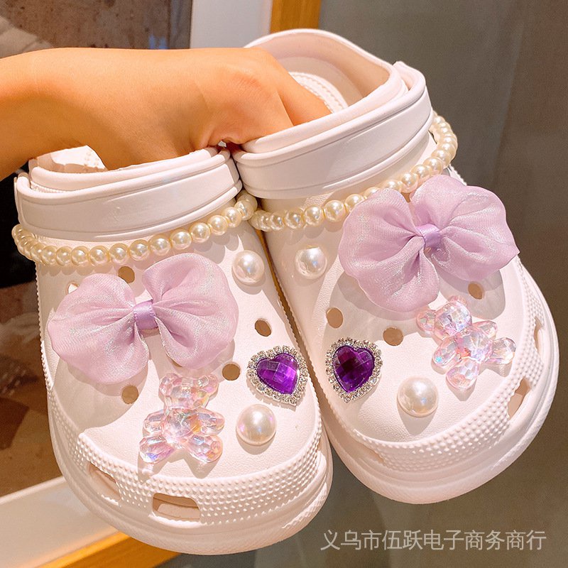 Set 12pcs 3D charm dép cross cros sticker Jibit dép cá sấu sandal Phụ Kiện Trang Trí Giày Xinh Xắn