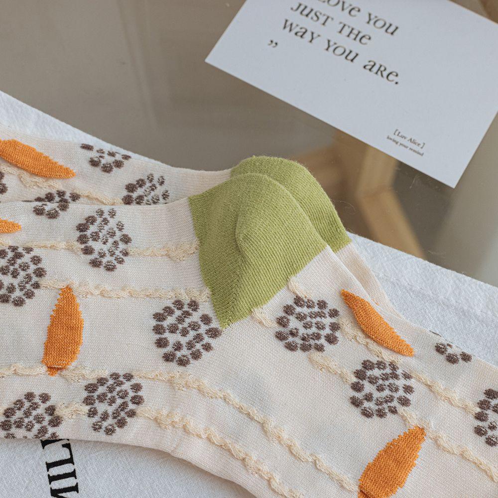 Vớ Cotton Cổ Vừa Thoáng Khí In Họa Tiết Hoa Dễ Thương Phong Cách Hàn Quốc Thời Trang Cho Nữ