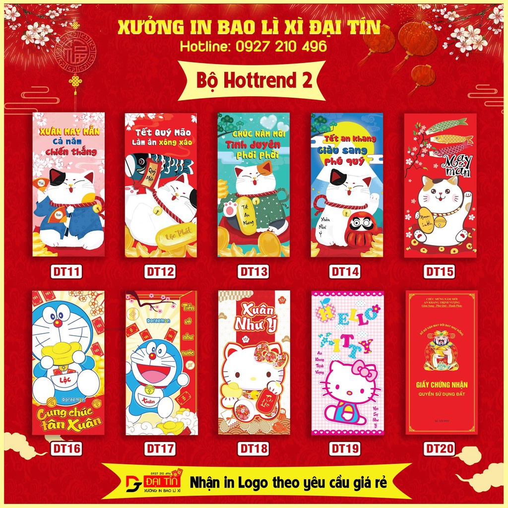 🐱🐈 Bao Lì Xì Mèo Hottred 2023 Bao Lì Xì Tết Qúy Mão 2023 /Quà Tặng – Xưởng in Bao Lì Xì Đại Tín 🌈 ♻️ 💖 🐱🐈