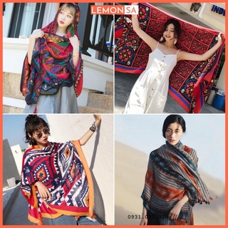 Khăn choàng linen thổ cẩm khăn choàng du lịch đi biển - Mã KCTH02