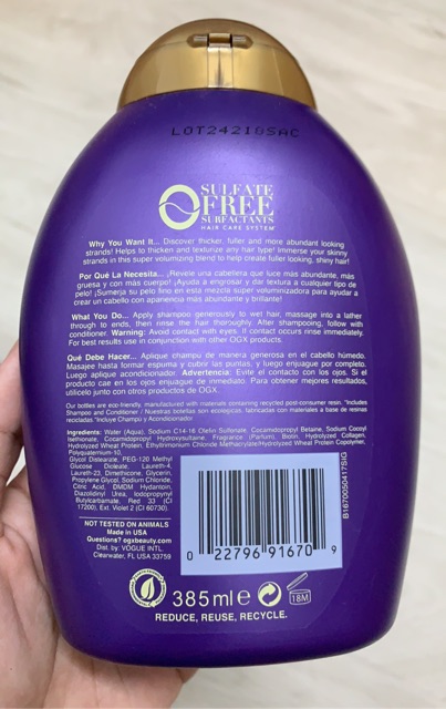 DẦU GỘI BIOTIN&COLLAGEN THICK&FULL | BigBuy360 - bigbuy360.vn