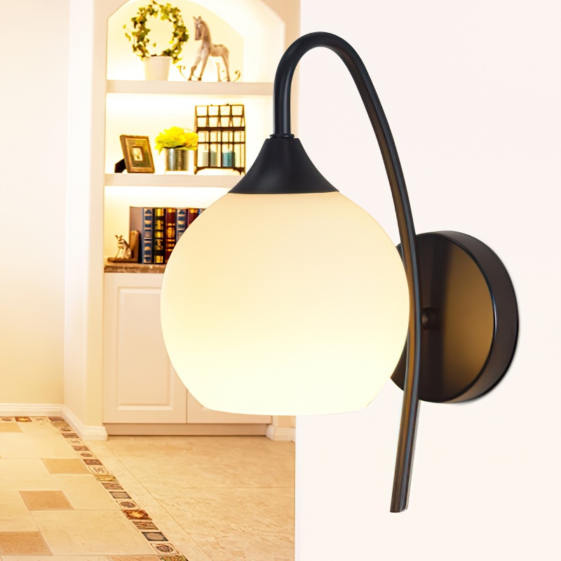 Đèn ngủ treo tường chao trắng sữa thân dài, Đèn treo tường trang trí phòng khách UPLED