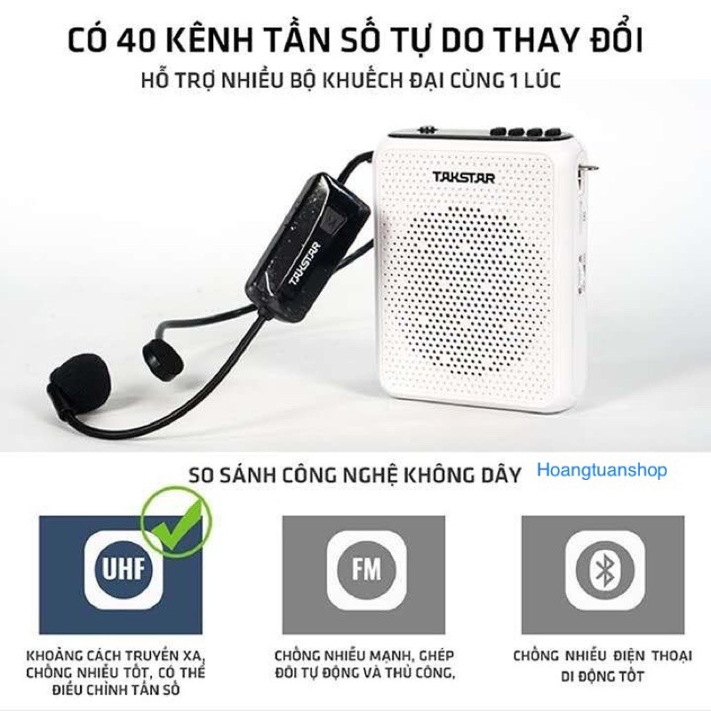 [Mã ELHACE giảm 4% đơn 300K] MÁY TRỢ GIẢNG TAKSTAR E300w ( mic không dây UHF) tặng míc có dây và củ sạc.