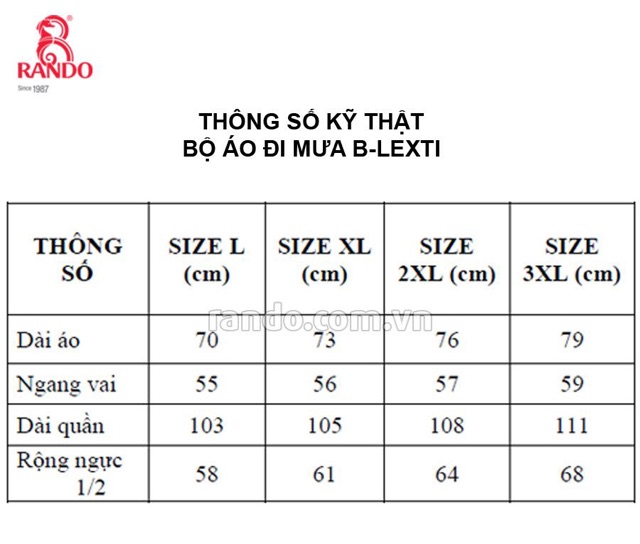 ÁO MƯA BỘ B-LEXTI RANDO