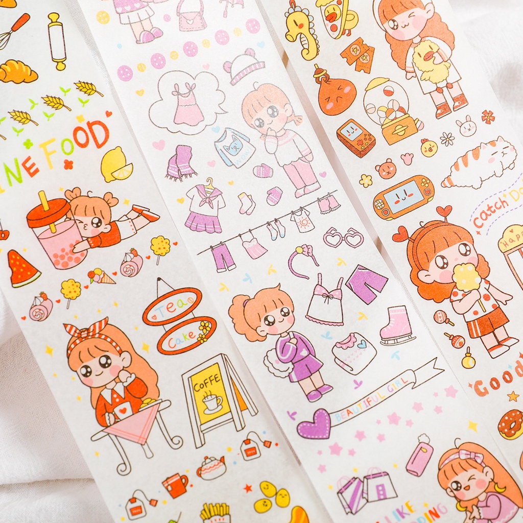 Sticker cute anime dán sổ mũ bảo hiểm tấm xinh xắn DIY Crafts, Scrapbook, Journal, Diary, Planner, Wal Sea dải chữ nhật